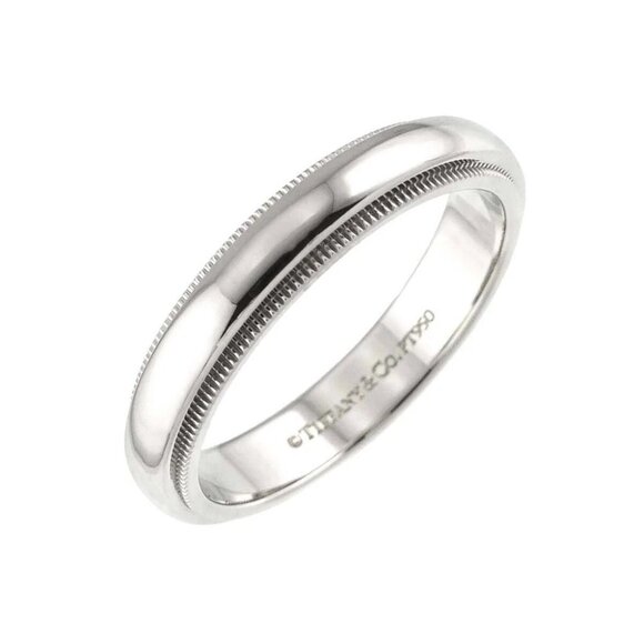 TIFFANY CO. Milgrain Ring Pt Platinum Size8-8.25(US) 90256541